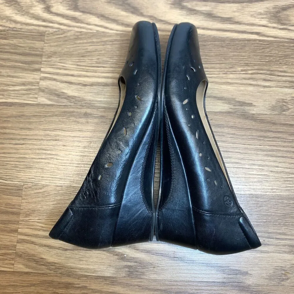 Josef Seibel Slip On Shoe‎ Black Laser Cut Leather Wedge Size 39